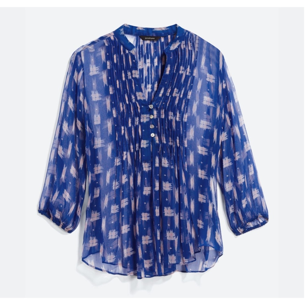 Paradigma Women's Huden Pleat Detail Blouse Blue Size L